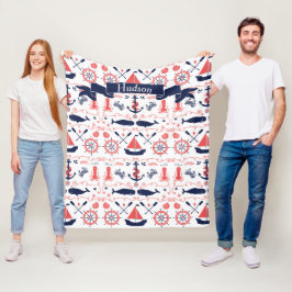 Cobertor De Velo Banner de coral Marinho de baleia náutica personal