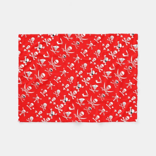 COBERTOR DE VELO BANNERS DE PIRATAS VERMELHOS CRUZADOS, OSSOS CRUZA (Frente (Horizontal))