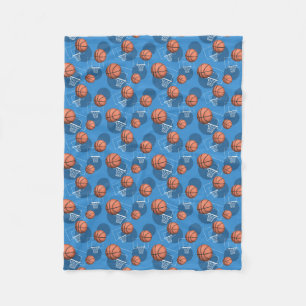 Cobertor De Velo Banquete Azul de Livre Azul com Padrão de Basquet