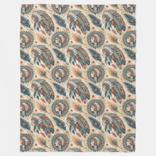 Cobertor De Velo Banquete Étnico Russo Apresentando Motifs Tribais 