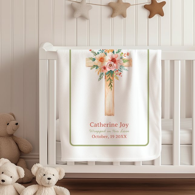 Cobertor De Velo Baptism Custom Name Fleece Blanket Godparents Gift (Criador carregado)
