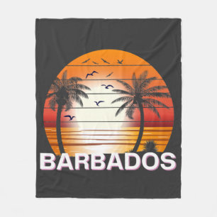 Cobertor De Velo Barbados Vintage Palm Trees Summer Beach
