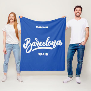 Cobertor De Velo Barcelona de texto e cores personalizadas