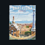 Cobertor De Velo Barcelona Espanha Art Vintage<br><div class="desc">Design de viagem de vetor de Barcelona. Barcelona,  a capital cosmopolita da Catalunha da Espanha,  é conhecida pela sua arte e arquitetura.</div>