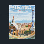 Cobertor De Velo Barcelona Espanha Art Vintage<br><div class="desc">Design de viagem de vetor de Barcelona. Barcelona,  a capital cosmopolita da Catalunha da Espanha,  é conhecida pela sua arte e arquitetura.</div>