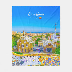 Cobertor De Velo Barcelona, Espanha - Parque Güell Mosaico Gaudí