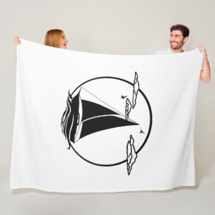 Cobertor De Velo Barco de vela/gaivota náutica, silhueta
