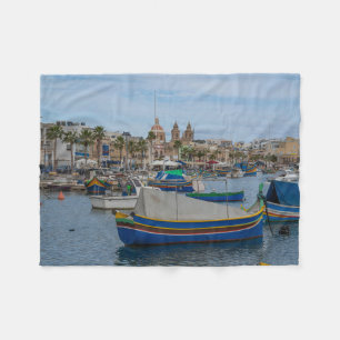Cobertor De Velo Barcos de pesca tradicionais coloridos em Malta