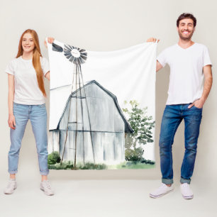 Cobertor De Velo Barn de Cinza de Aquarela