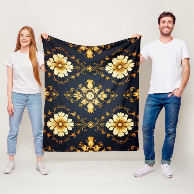 Cobertor De Velo "Barockes Ornament-Muster in Gold und Schwarz" (In Situ)