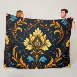 Cobertor De Velo "Barockes Ornament-Muster in Gold und Schwarz"