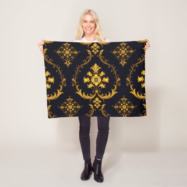 Cobertor De Velo "Barockes Ornament-Muster in Gold und Schwarz" (In Situ)