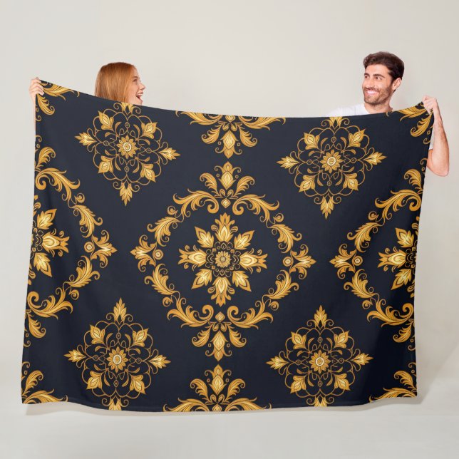 Cobertor De Velo "Barockes Ornament-Muster in Gold und Schwarz" (In Situ)