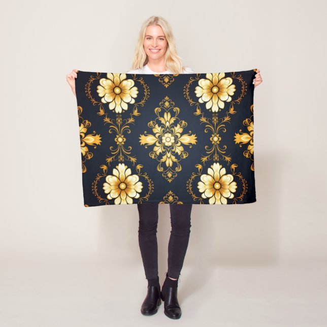 Cobertor De Velo "Barockes Ornament-Muster in Gold und Schwarz" (In Situ)