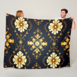 Cobertor De Velo "Barockes Ornament-Muster in Gold und Schwarz"