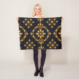 Cobertor De Velo "Barockes Ornament-Muster in Gold und Schwarz"