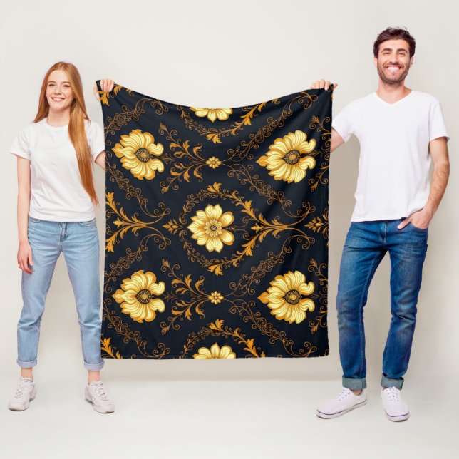 Cobertor De Velo "Barockes Ornament-Muster in Gold und Schwarz" Dec (In Situ)