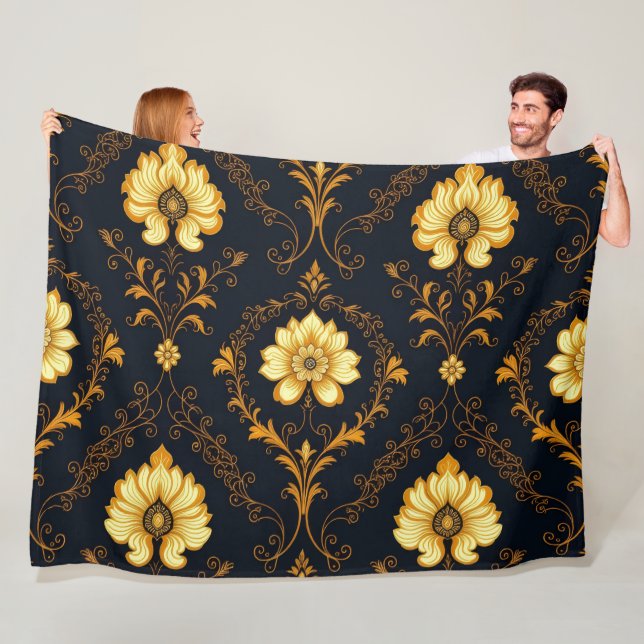 Cobertor De Velo "Barockes Ornament-Muster in Gold und Schwarz" Dec (In Situ)