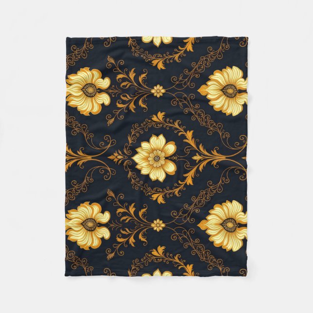 Cobertor De Velo "Barockes Ornament-Muster in Gold und Schwarz" Dec (Frente)