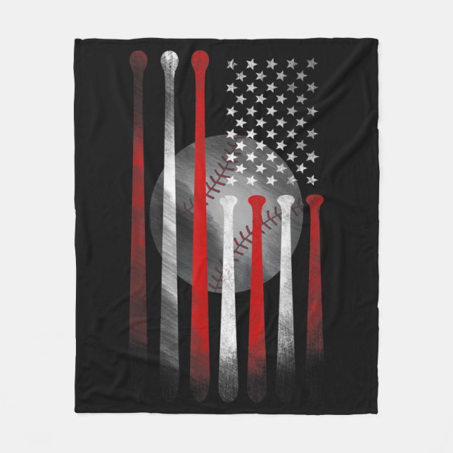 Cobertor De Velo Baseball American Flag Vintage (Frente)