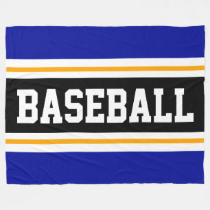 Cobertor De Velo BASEBALL Azul Profundo Escuro Amarelo-Negro Frisas