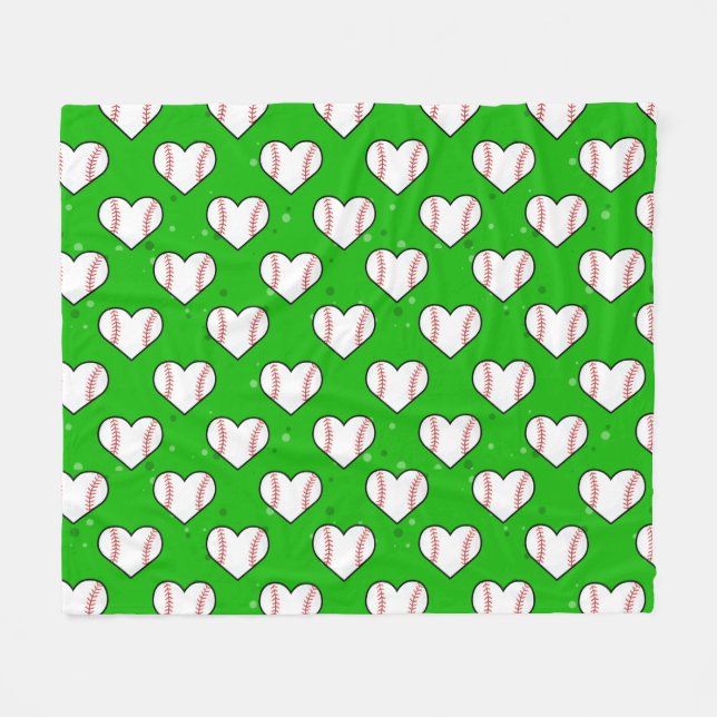 Cobertor De Velo Baseball Ball Texture In Heart Shape - Pattern  (Frente (Horizontal))