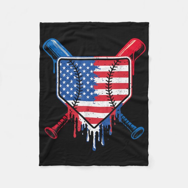 Cobertor De Velo Baseball Drill Boys Sorvete Patriótico Americano F (Frente)