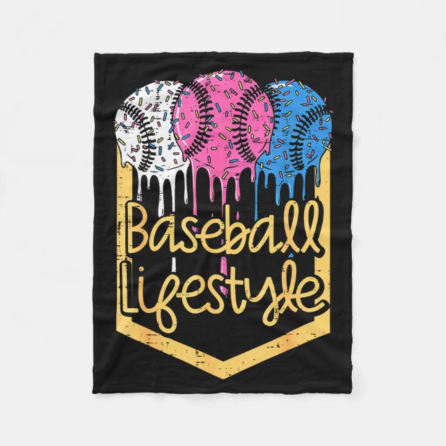 Cobertor De Velo Baseball Lifestyle Ball Sprinkles Drip Boys Kids M (Frente)