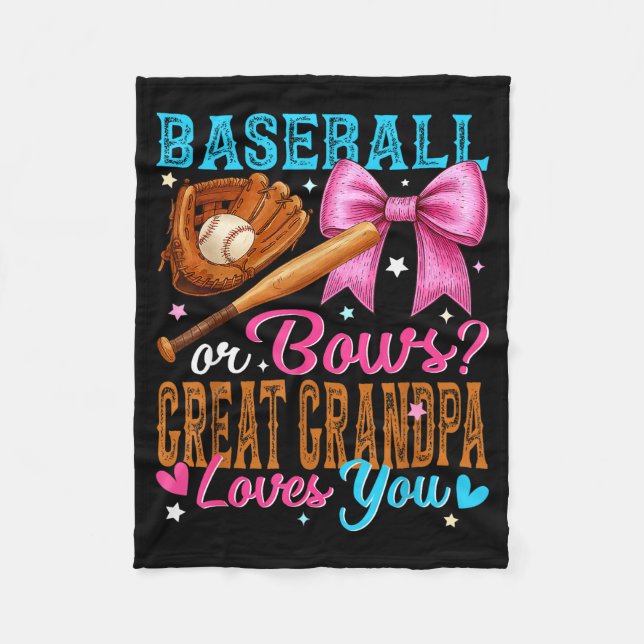 Cobertor De Velo Baseball Or Bows Great Grandpa Loves You Gender Re (Frente)