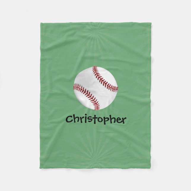 Cobertor De Velo Baseball personalizado em crianças verdes (Frente)