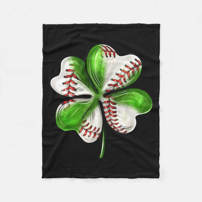 Cobertor De Velo Baseball Shamrock St Patrick's Day Clover With Bas (Frente)