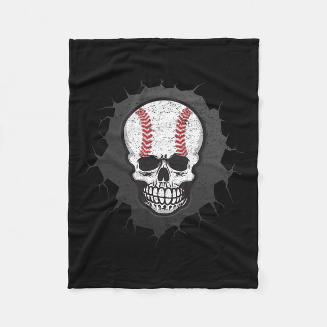 Cobertor De Velo Baseball Skeleton Halloween Men Meninos Baseball H (Frente)