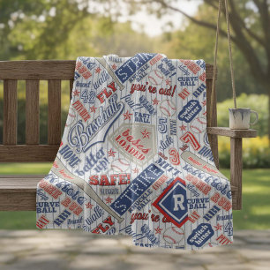 Cobertor De Velo Baseball Typography Red White Blue Stripes ID770