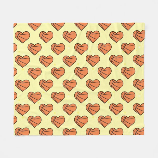 Cobertor De Velo Basketball Ball Texture In Heart Shape Pattern  (Frente (Horizontal))
