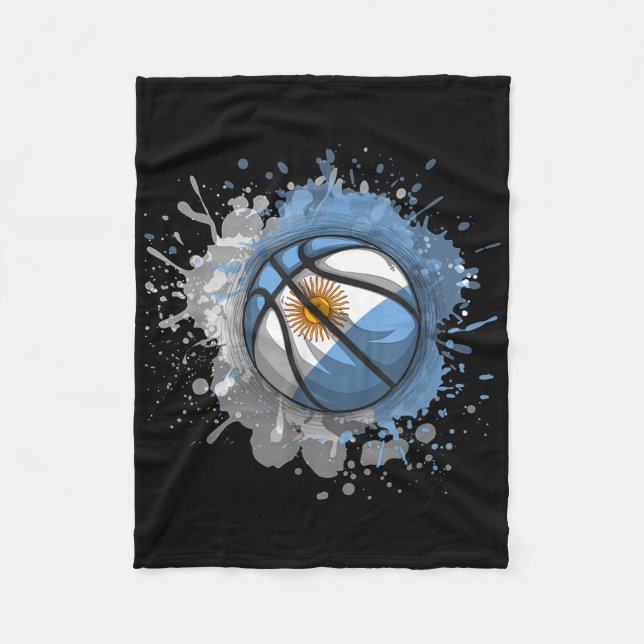Cobertor De Velo Basquete com Bandeira Argentina (Frente)