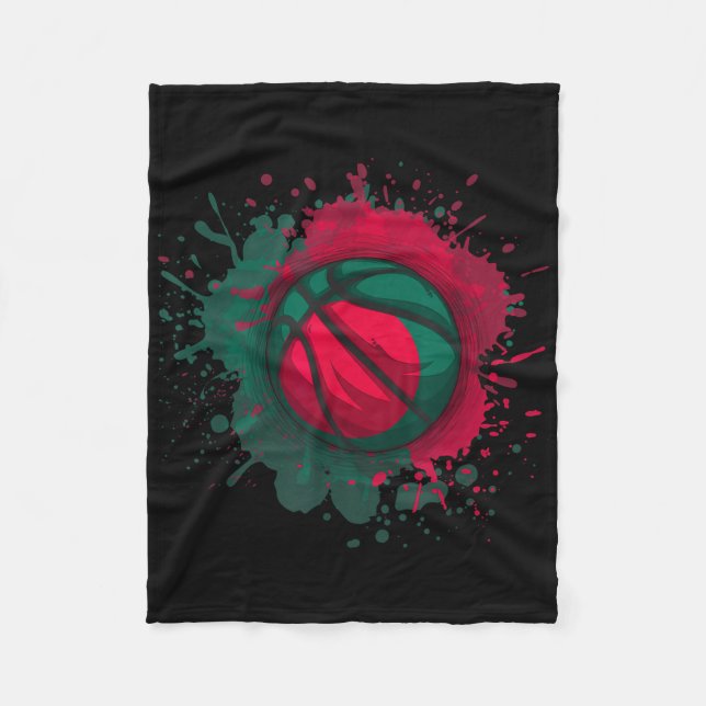Cobertor De Velo Basquete Com Bandeira De Bangladesh (Frente)