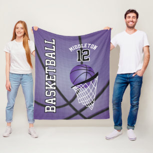 Cobertor De Velo Basquete 🏀 Design de Esporte em Roxo