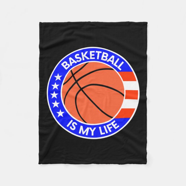 Cobertor De Velo Basquete É Minha Vida É Bandeira Da Vida Nos Eua (Frente)