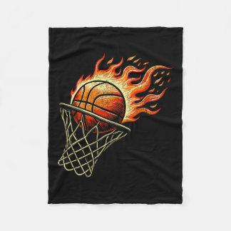 Cobertor De Velo Basquete em Chamas