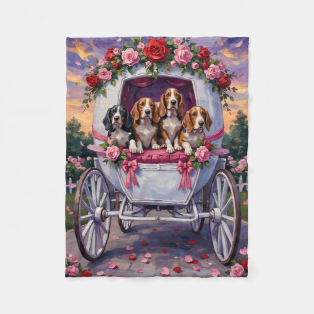 Cobertor De Velo Basset Hound Dog Valentine's Day  (Frente)