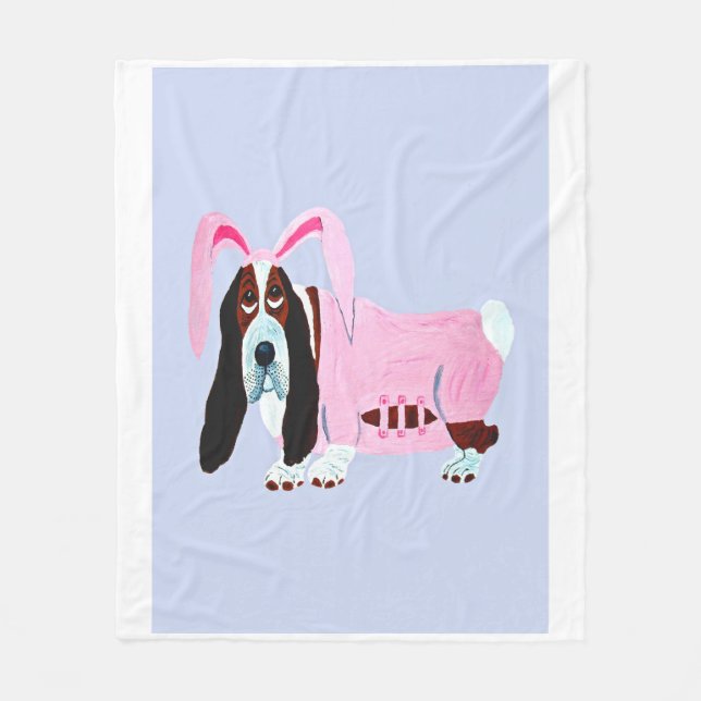 Cobertor De Velo Basset Hound in bunny costume (Frente)