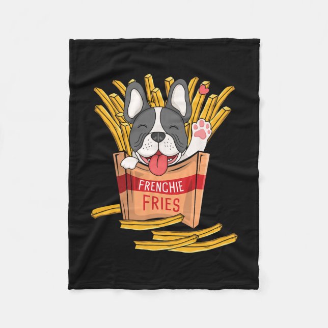 Cobertor De Velo Batatas Fritas - Bulldog Francês Comida Rápida Ama (Frente)