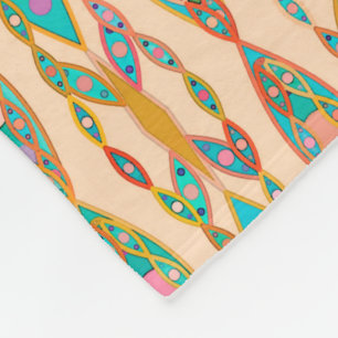Cobertor De Velo Batik tribal - rosa e turquesa do pêssego