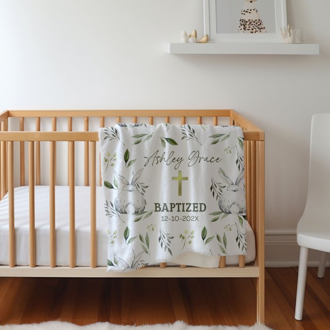 Cobertor De Velo Batismo com Cruz, Bunny Fleece Blanket (Criador carregado)