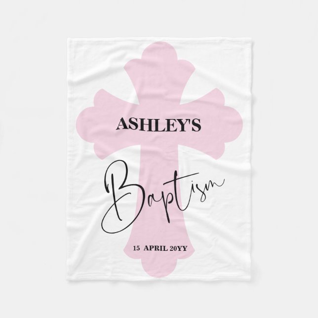 Cobertor De Velo Batismo Cruz rosa claro (Frente)