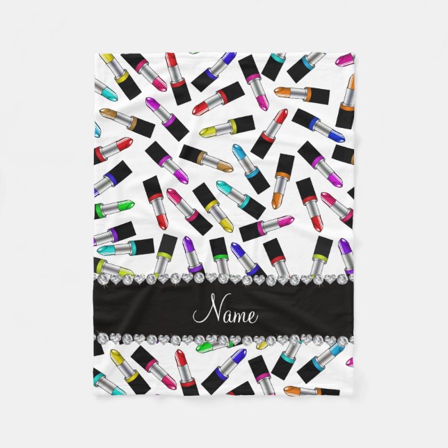 Cobertor De Velo Batom branco conhecido personalizado do arco-íris (Frente)