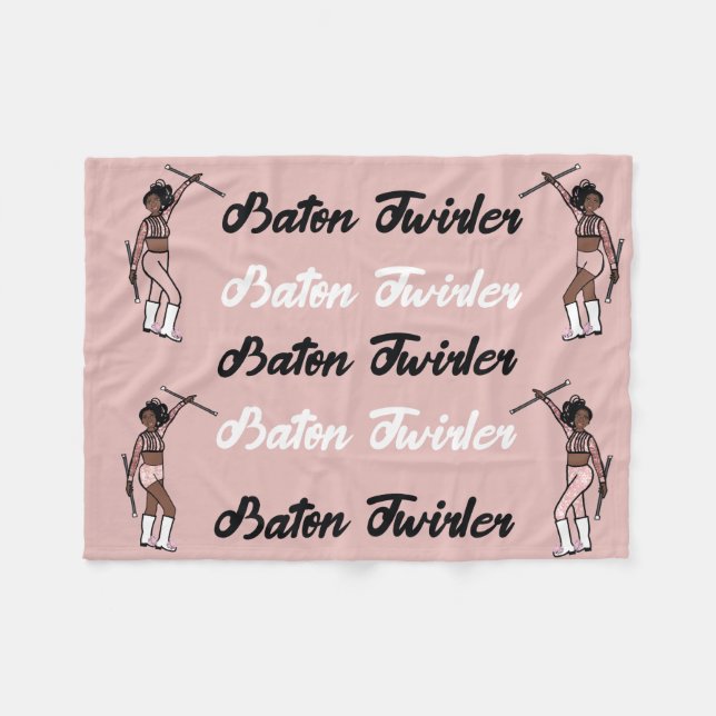Cobertor De Velo Baton Twirler Fleece Blanket Rosa Sparkle (Frente (Horizontal))