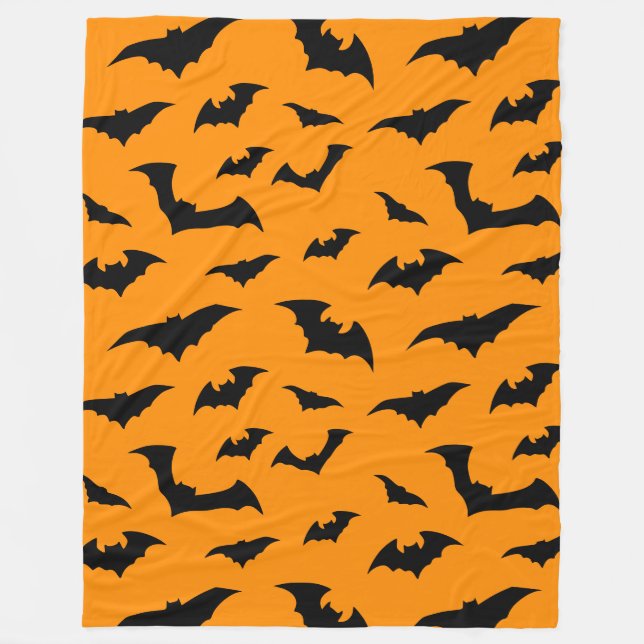 Cobertor De Velo Bats Everywhere Orange Halloween Plush (Frente)