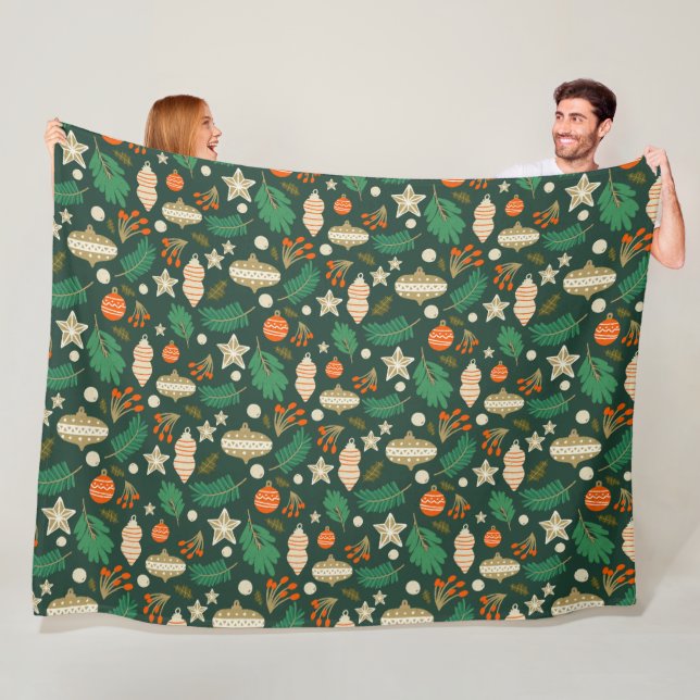 Cobertor De Velo Baubles e Winter Foliage Green (In Situ)