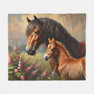 Cobertor De Velo Bay Mare com uma pintura de flores selvagens de Fo